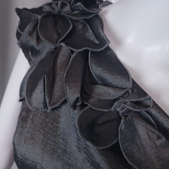 S.L. Fashions Cap Slv Petal One Shldr Sheath Dress Size 8 Color is Nickel (NWT) - Picture 3 of 16